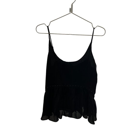 Rebecca Minkoff Peplum Tank Top W/ Studded Details & Adjustable Spaghetti Straps - Picture 7 of 8